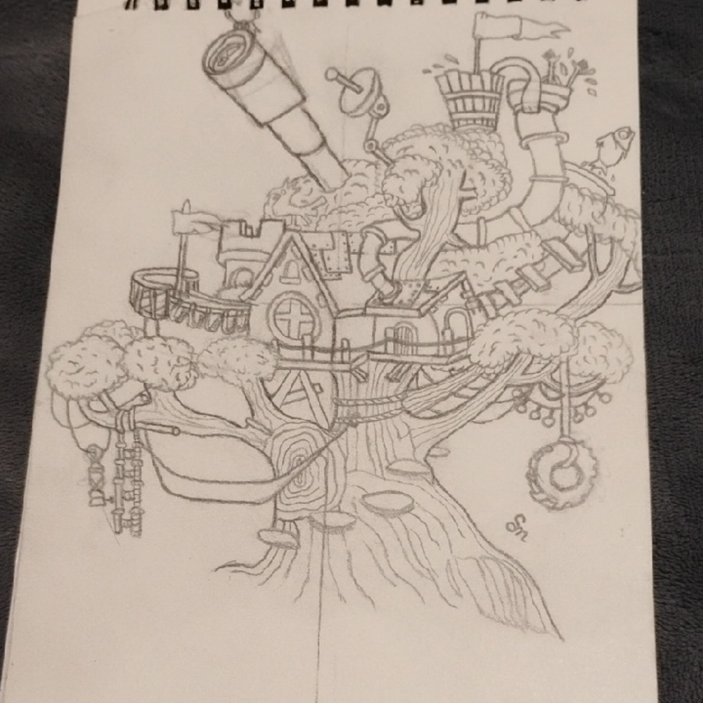 Whimsical Treehouse Sketch Art